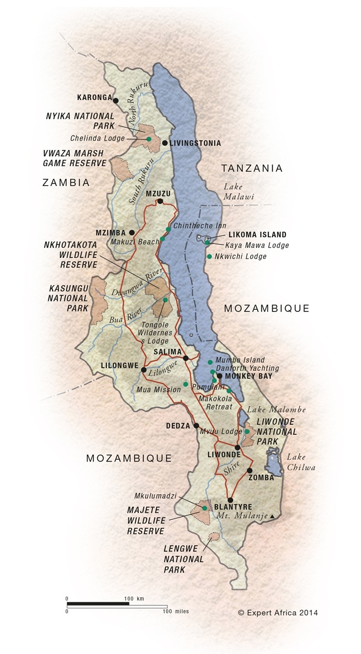 Map of Malawi Malawi (c) Expert Africa